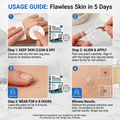 HISKIN® 2-in-1 Microneedle Hydrocolloid Patches | Helps Improve Raised Moles, Acne, Flat Warts & Skin Tags | Targets Fine Lines, Scars & Skin Imperfections | Invisible Face & Body Blemish Patches