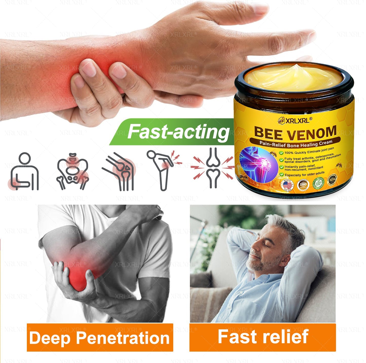XRLXRL® Bee Venom Pain-Relief Bone Healing Cream ⏰(Specially for older adults)