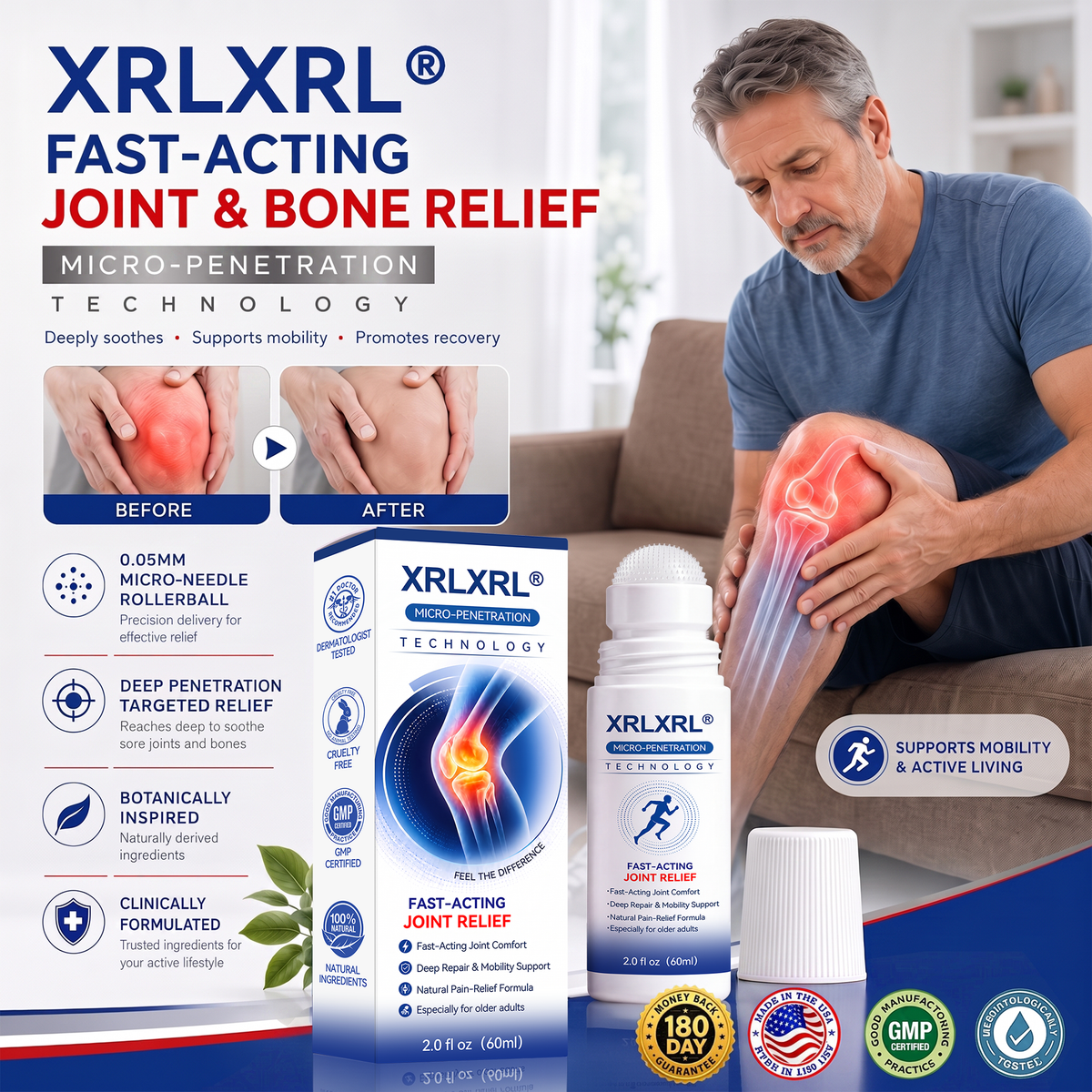 XRLXRL®🦵 NEXT-GENERATION ORTHOPEDIC RECOVERY TECHNOLOGY 0.05mm Micro-Needle Bone & Joint Recovery Roller