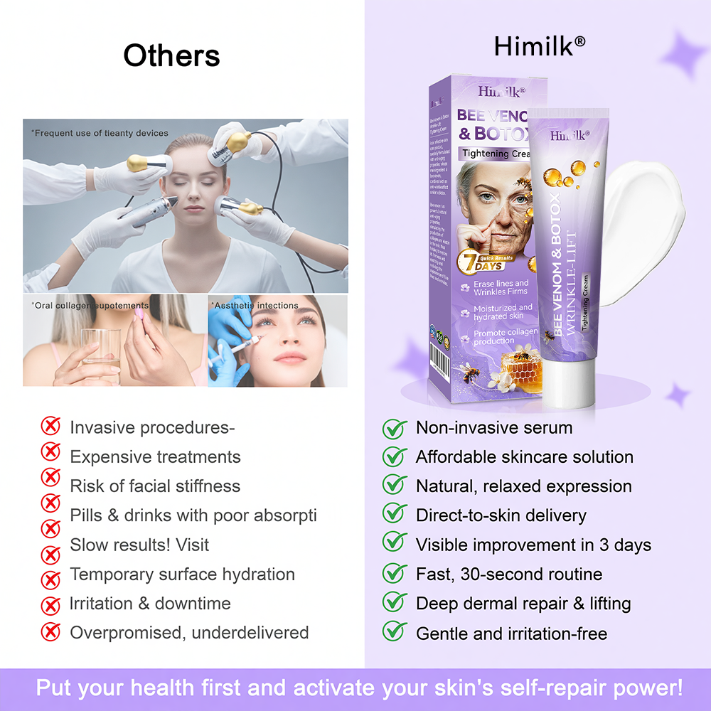 Himilk® Bee Venom & Botox Wrinkle-Lift Tightening Cream 🐝 (Anti-Aging,Hydration, Skin Repair, Acne & Dark Spot Treatment, Wart & Mole Removal, Psoriasis Relief) 🌸
