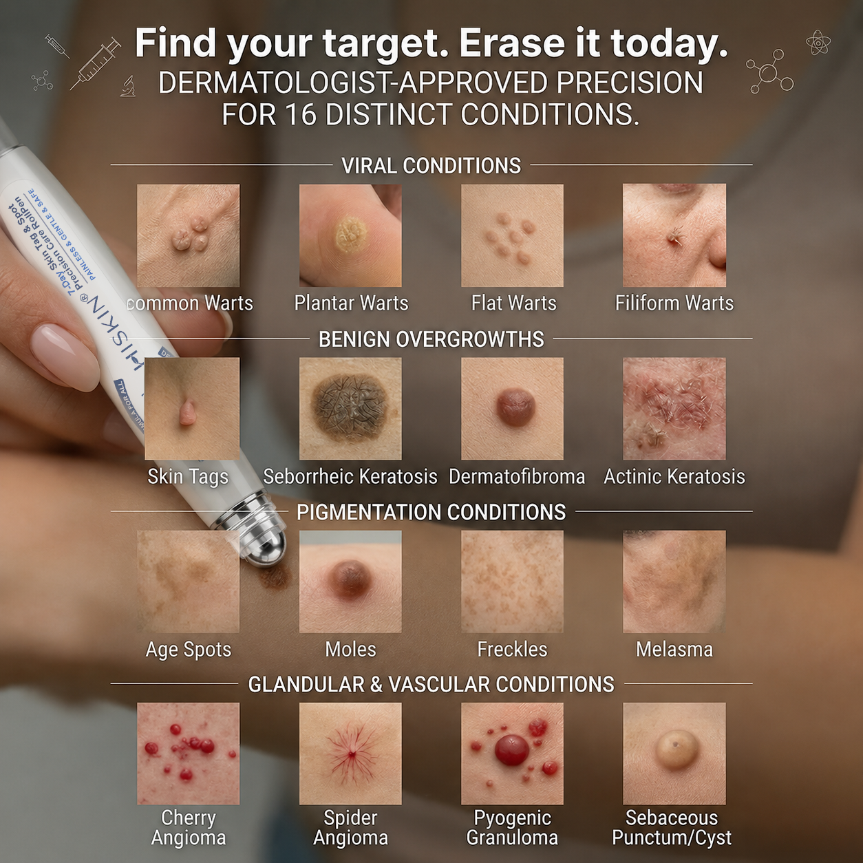 𝐇𝐈𝐒𝐊𝐈𝐍®👨‍⚕️ 𝟕-𝐃𝒂𝘆 𝐒𝗸𝐢𝐧 𝐓𝒂𝗴 & 𝐒𝐩𝙤𝐭 𝐄𝐫𝒂𝐬𝙚𝐫 Painless & Scar-Free Advanced Imperfection Removal Rollerball Pen
