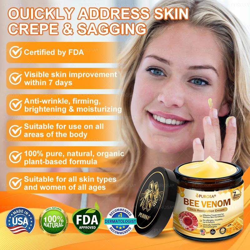 𝑷𝑼𝑹𝑶𝑺𝑨® 𝘽𝙀𝙀 𝙑𝙀𝙉𝙊𝙈 𝙎𝙠𝙞𝙣 𝙍𝙚𝙨𝙩𝙤𝙧𝙖𝙩𝙞𝙤𝙣 𝘾𝙧𝙚𝙖𝙢 –🌸 Anti-aging,Hydrating, Skin Repair, Even Tone, Acne and Dark Spot Treatment, Wart and Mole Removal, Psoriasis Relief