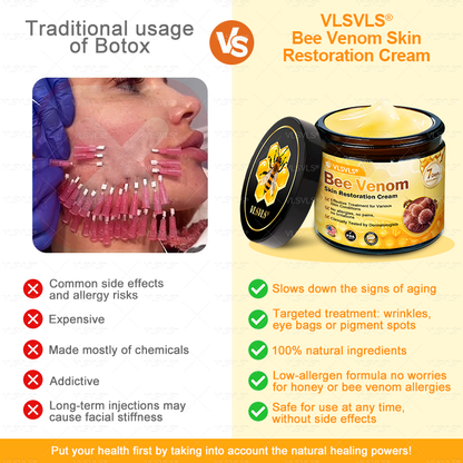 𝙑𝙇𝙎𝙑𝙇𝙎® 𝘽𝙀𝙀 𝙑𝙀𝙉𝙊𝙈 𝑺𝒌𝒊𝒏 𝑹𝒆𝒔𝒕𝒐𝒓𝒂𝒕𝒊𝒐𝒏 𝑪𝒓𝒆𝒂𝒎 –🌸 Anti-aging,Hydrating, Skin Repair, Even Tone, Acne and Dark Spot Treatment, Wart and Mole Removal, Psoriasis Relief