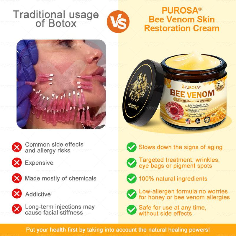 𝑷𝑼𝑹𝑶𝑺𝑨® 𝘽𝙀𝙀 𝙑𝙀𝙉𝙊𝙈 𝙎𝙠𝙞𝙣 𝙍𝙚𝙨𝙩𝙤𝙧𝙖𝙩𝙞𝙤𝙣 𝘾𝙧𝙚𝙖𝙢 –🌸 Anti-aging,Hydrating, Skin Repair, Even Tone, Acne and Dark Spot Treatment, Wart and Mole Removal, Psoriasis Relief