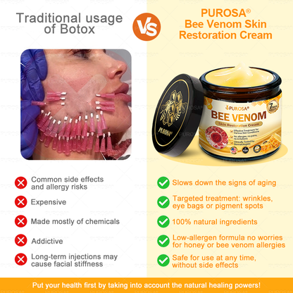 𝑷𝑼𝑹𝑶𝑺𝑨® 𝘽𝙀𝙀 𝙑𝙀𝙉𝙊𝙈 𝙎𝙠𝙞𝙣 𝙍𝙚𝙨𝙩𝙤𝙧𝙖𝙩𝙞𝙤𝙣 𝘾𝙧𝙚𝙖𝙢 –🌸 Anti-aging,Hydrating, Skin Repair, Even Tone, Acne and Dark Spot Treatment, Wart and Mole Removal, Psoriasis Relief