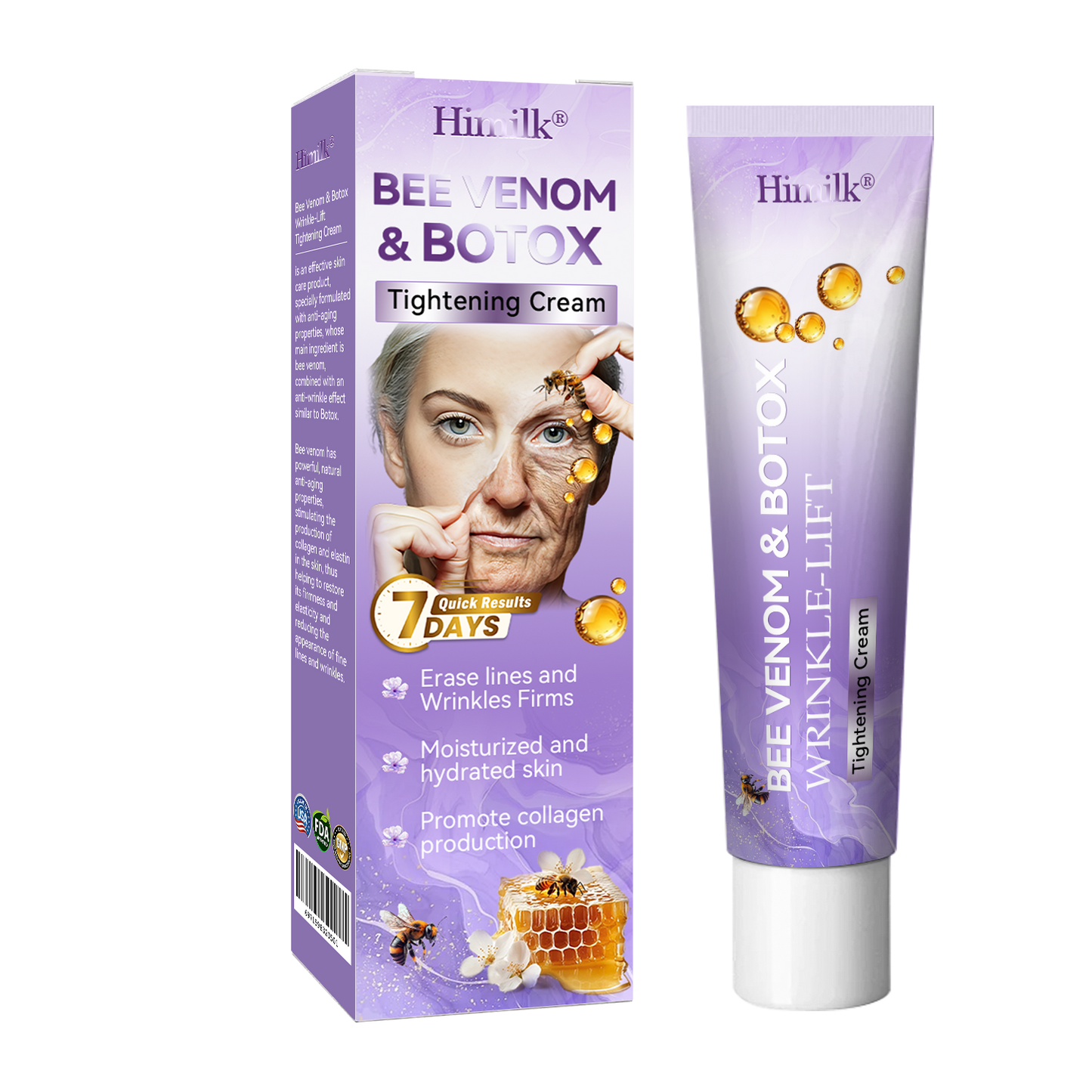 Himilk® Bee Venom & Botox Wrinkle-Lift Tightening Cream 🐝 (Anti-Aging,Hydration, Skin Repair, Acne & Dark Spot Treatment, Wart & Mole Removal, Psoriasis Relief) 🌸- Formulated in USA